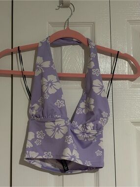 Lavender Floral Halter One-Piece